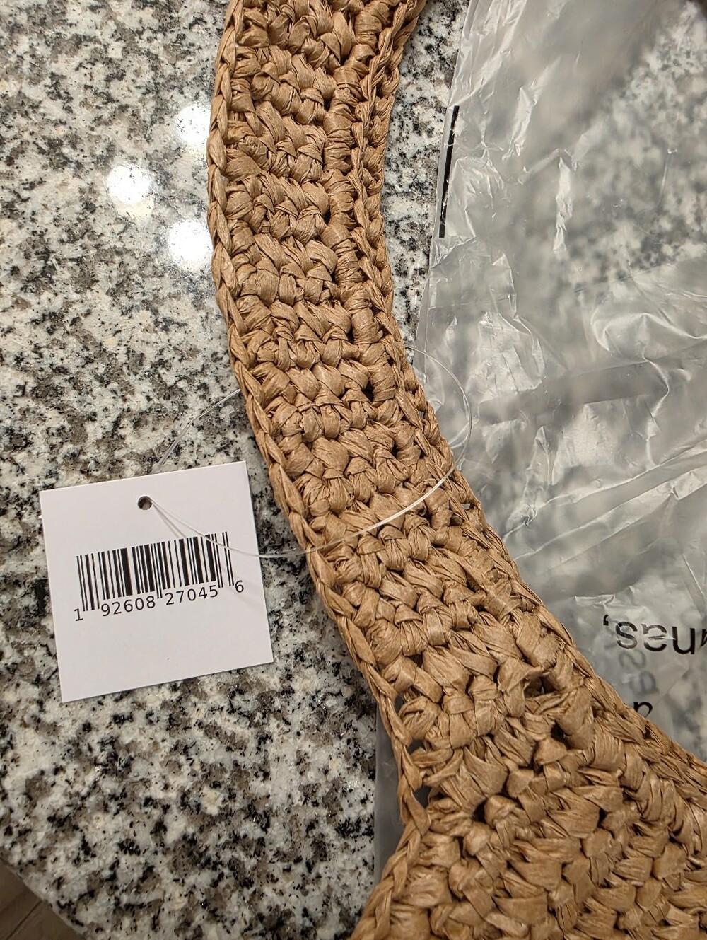 Morphe Tan Woven Straw Tote with Orange Logo - Picture 3 of 6